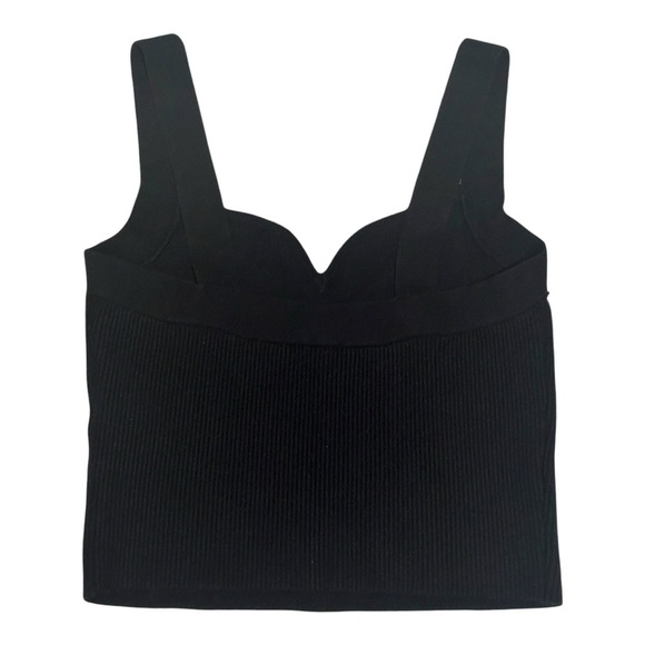 Abercrombie & Fitch Ottoman Knit Ribbed Sweetheart Neck Cropped Tank Black Large - Picture 2 of 4